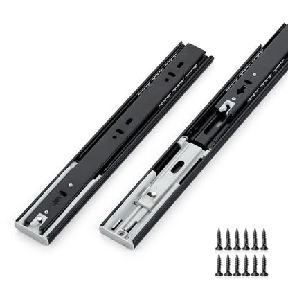 5 Pairs Heavy Duty Metal Ball Bearing Full Extension Dresser Drawer Slides - 16 Inches, Side Mount, 500 lbs, Black - size: 16 Inch
