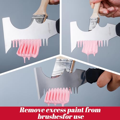 Mister Rui 5-in-1 Paint Brush Comb & Roller Cleaner, Stainless, Hammer Base - color: Black+gray