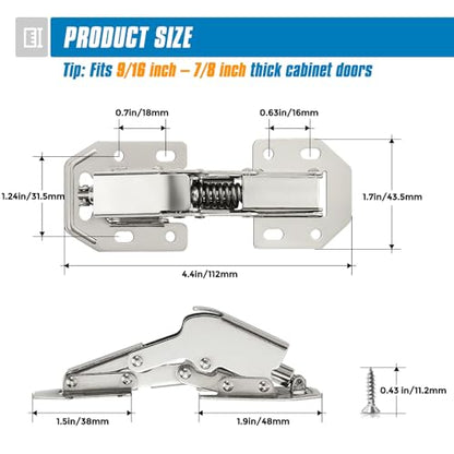 Ravinte Hidden Cabinet Hinges, Concealed Cabinet Hinges Soft Close, 10 Pack