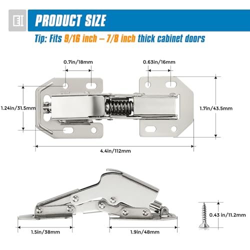 Ravinte Hidden Cabinet Hinges, Soft Close, Concealed Cabinet Hinges 4 Pack