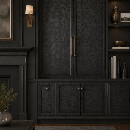 Black Peel and Stick Wallpaper, 15.7'' X 118'' Crocodile Wallpaper - color: Black Crocodile, size: 15.7" x 118.1"