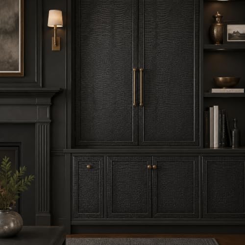 Black Peel and Stick Wallpaper, 15.7'' X 197'' Crocodile Wallpaper - color: Black Crocodile, size: 15.7" x 197"