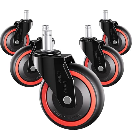 Office Chair Wheels Replacement Rubber Chair Casters Heavy Duty - color: Blacks