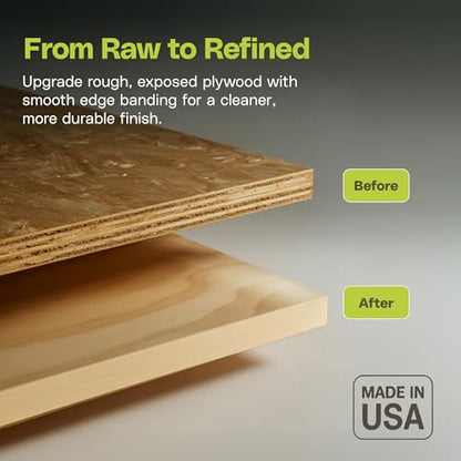 Edge Supply Maple Pre-Finished 1-1/2 in x 50 ft Roll with a Clear Lacquer UV Finish – Pre-Glued Iron On Real Wood Veneer Edging – Edge Banding Tape with Hot Melt Adhesive, Ideal for Furniture & DIY. - color: Maple Pre-Finished, size: 1-1/2 in x 50 ft