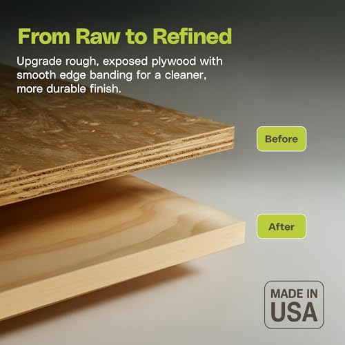 Edge Supply Brand Maple 7/8 inch X 25 ft Roll Preglued, Wood Veneer Edge Banding, Iron on with Hot Melt Adhesive, Flexible Wood Tape Sanded to Perfection. Easy Application Wood Edging. - size: 7/8 inch X 25 ft