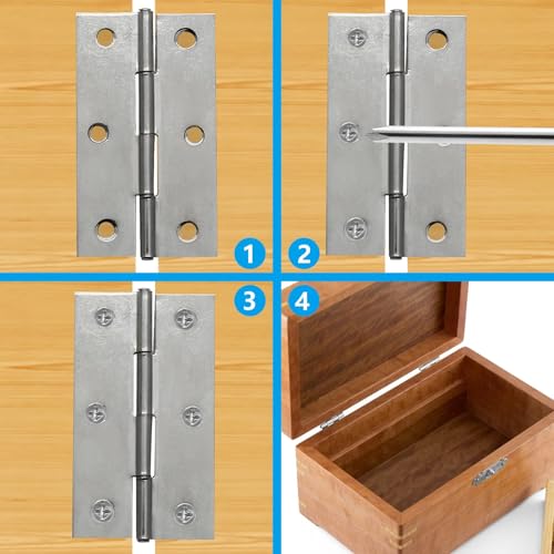 Piutouyar 12 Pack Butt Hinge 2.5 Inch Mini Hinges, Silver - size: 2.5 Inch