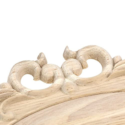 Antrader Wood Carved Onlays Appliques,Oval Shaped Unpainted, 10.24x5.91in - style: Style 3
