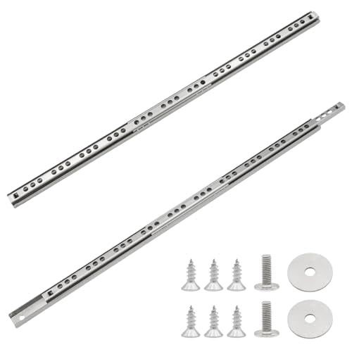 2Pcs 374mm/14.72" Silver Stainless Steel Drawer Slides (1 Pair) - size: 374mm/14.72"