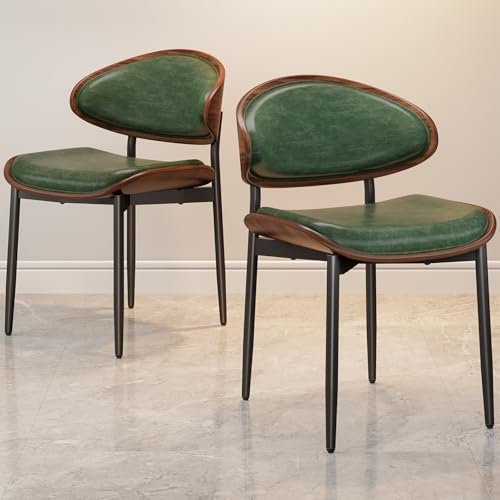 REONEY Dining Chairs Set of 4, Mid-Century Modern Kitchen Chairs, Green - color: Green Pu