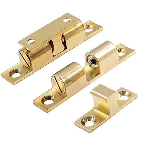 Uenhoy 10 Pcs Solid Brass Dual Ball Tension Latch 2" Gold Tone - color: Gold, size: 50mm, 10pcs