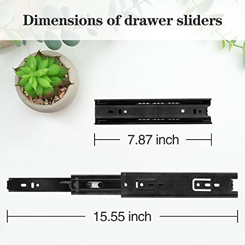 Drawer Slides 2Pcs 8 Inch, Undermount Heavy Duty Drawer Slides for Cabinets, Dresser Drawers, Slide-Out Keyboard Tray, Table Drawers, Shelves, Nightstand and So On