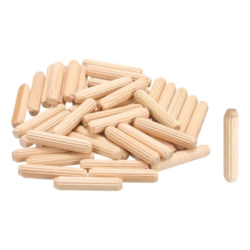 MECCANIXITY Wooden Dowel Pins 1/4" x 1-13/64" (6mm x 30mm) Straight Dowel Rods Wood Fluted Dowels Rods for Crafts Furniture DIY Hardwood Count 50 - size: 1/4"x 1-13/64" (6mm x 30mm)