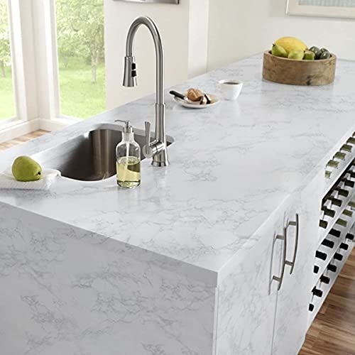 Abyssaly Marble Contact Paper, White Gray Faux Marble Wallpaper, Self Adhesive Removable Counter Top Peel and Stick Waterproof for Kitchen Backsplash with Scraper, Paper Cutter 15.7" X 118" - color: Gray, size: 15.7" x 118"