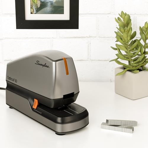 Swingline Electric Stapler, 60 Sheet Capacity, Optima 60, Jam Free, Auto or Manual, Black and Silver (48210) - size: 60 Sheet, style: Full Strip (Pack of 1)