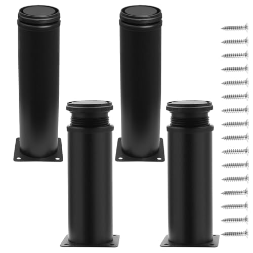 12 Inch Adjustable Furniture Legs, Set of 4, Black - size: 12 Inch / 300mm