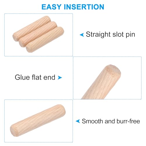 PATIKIL 1/3 Wooden Dowel Pins 144Pcs M8x30mm Wood Dowel Pins Hardwood Pegs - size: M8x30mm