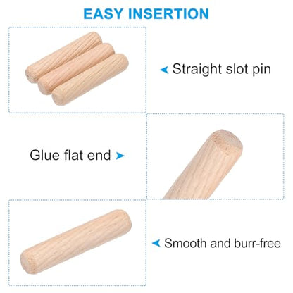 PATIKIL 1/3 Wooden Dowel Pins 144Pcs M8x30mm Wood Dowel Pins Hardwood Pegs - size: M8x30mm