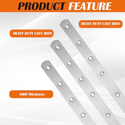 20 Pcs 12" Stainless Steel Flat Mending Plate Stainless Steel Straight Braces Metal Joining Repair Brackets for Wood with 160 Screws