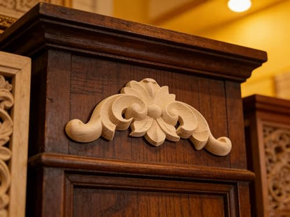 10Pcs Unfinished Furniture Onlay Applique Frame for Home, 4x4cm/1.57"x1.57", Unpainted Woodcarving Corner Decal Cabinet Door Wall Ceiling Dresser