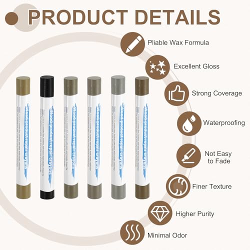 uxcell 12Pcs Wood Filler Sticks Kit, 12 Colors Classic & Tech Gray Series - color: Classic Tech Gray Series