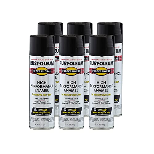 Rust-Oleum Professional High Performance Flat Black Spray Paint - color: Flat Black, size: 15 Ounce (Pack of 6)
