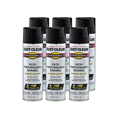 Rust-Oleum Professional High Performance Flat Black Spray Paint - color: Flat Black, size: 15 Ounce (Pack of 6)