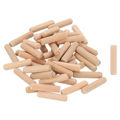 uxcell 300Pcs 1/3" x 1-3/8" Wooden Dowel Pins, Wood Dowels Rods, Furniture Woodworking Grooved Fluted Pin, Wooden Dowels Fluted for Craft, DIY Projects - size: 8 x 35mm