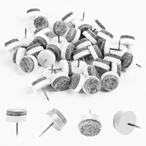 50 Pcs 0.8-Inch Nail-On Felt Furniture Pads for Chair Legs, White - size: White