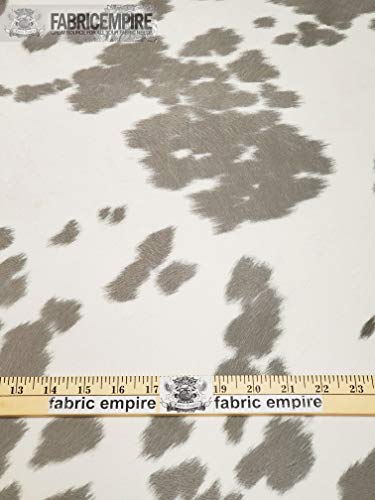 Suede Velvet Cow Print Fabric Udder Madness Upholstery 54" Wide Sold by The Yard (Silver) - color: Silver