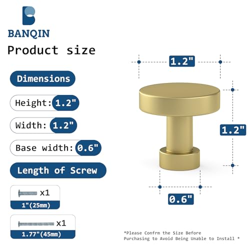10 Pack Gold Cabinet Knobs and Pulls - Round Drawer Knobs, Brushed Brass for Kitchen Cabinets - color: Brushed Brass, size: 10 Pack