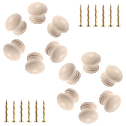 12 Pcs Round Unfinished Wood Drawer Knobs Single Hole Pulls Handles Cabinet Furniture Dresser Wardrobe Cupboard Knobs Pulls 0.75 Inch Height - color: Unifished (Non-threaded), size: 19mm