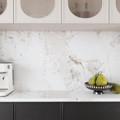 VEELIKE Matte White Marble Contact Paper for Countertops Peel and Stick Kitchen Countertop Contact Paper 118''x32'' Wide Marble Wallpaper Peel and Stick Removable Countertop Paper for Bathroom Desk - size: 32" x 118"