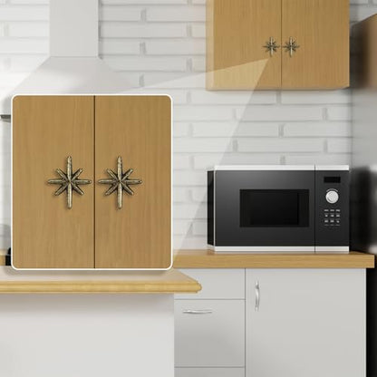 6 Set Unique Antique Gold Cast Iron Drawer Pulls & Cabinet Knobs - color: Antique Gold, size: 8-pointed Star