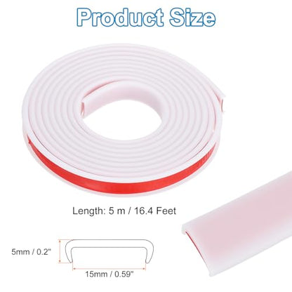 PATIKIL TPE U-Shape Edge Banding, 9/16 Inch x 16.4ft Self Adhesive Flexible Veneer Edging Trim Furniture Edge Protector for Shelf Cabinet Table Repair Restoration, White - size: 16.4Ft x 0.59"