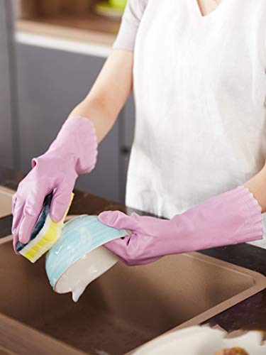 LANON wahoo Cleaning Gloves with Cotton Flocked Liner, Mauve Mist, Small - color: Mauve Mist, size: Small (Pack of 1)