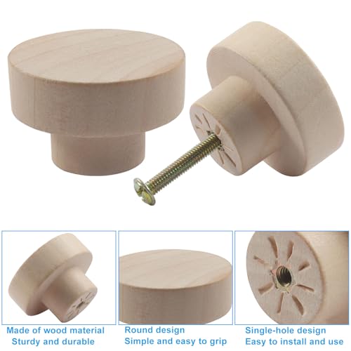 Wood Cabinet Knobs, Flat Top Round, 40mm, 16Pcs - size: 40 mm