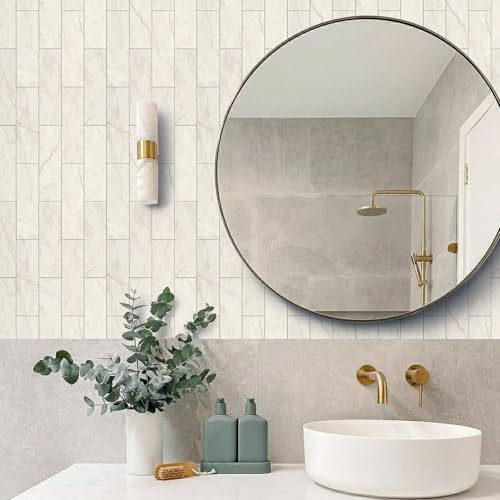 Tilingview 30 PCS Peel and Stick Backsplash Tile for Kitchen/Bathroom/Living Room, 3"x 9" Self-Adhesive Subway Tile for Backsplash, Matte Glazed/Handmade Tiles (Beige Yellow) - color: Beige Yellow