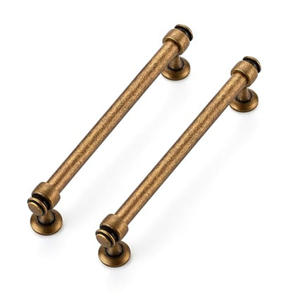 12 Pack Antique Brass Cabinet Handles, 6-1/4" Hole Center Drawer Pulls - color: Antique Brass, size: 6-1/4 Inch Hole Center