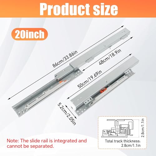 Undermount Drawer Slide Bottom Mount Pull Out Shelf Slides Full Extension - style: 20 Inch Drawer Slides