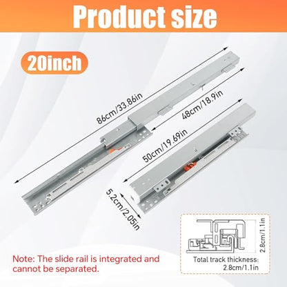 Undermount Drawer Slide Bottom Mount Pull Out Shelf Slides Full Extension - style: 20 Inch Drawer Slides