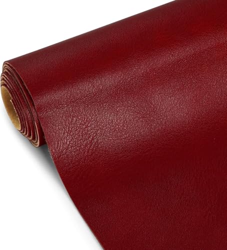 Faux Leather Fabric, Marine Vinyl Fabric 55" x 252", 1.05mm Thick Vinyl Upholstery Soft Durable Synthetic Material PU Leather by The Yard for Sofa Chairs Bags DIY Crafts Sewings, Red 7 Yard - color: Red, size: Continuous cut 7 Yard(55"x 252")