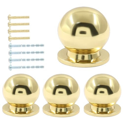 Jiozermi 4 Pack Mini Round Solid Brass Knobs, 5/9 Inch, Polished Gold - color: Polished Gold, size: 5/9 Inch(14mm)