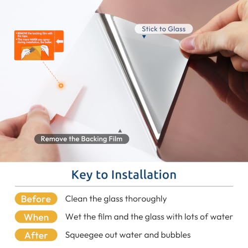 rabbitgoo Window Privacy Film One Way, 17.5" x 78.7", Brown Silver - color: Brown-silver, size: 17.5" x 78.7"