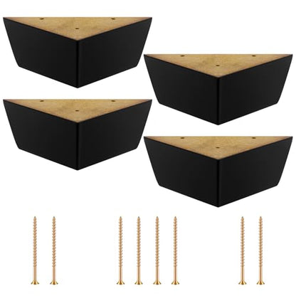 4 Pack Wooden Furniture Legs Chair Couch Feet Replacement 2.5 x 5 Inches