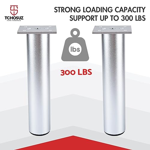 8 Inch Aluminium Alloy Metal Furniture Legs, Set of 4 Round Silver - color: Silver, size: 8"/20cm