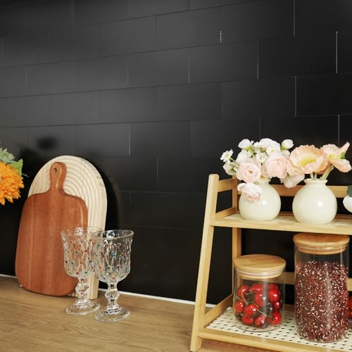 Vamos Tile 100-Pack Peel and Stick Backsplash Tile,3" x 6" Subway Tile - color: Brushed Black