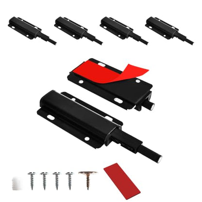 6 Pack Magnetic Push Open Cabinet Latch Heavy Duty Catch Hidden Door - size: 6 Pcs Black Magnetic Cabinet Latch