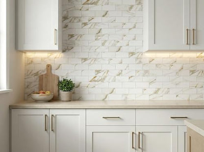 2026 New Upgrade Peel and Stick Backsplash Tile, Peel and Stick 11.34" X 11.57" Wall Tile for Kitchen, Bathroom, Fireplace, Laundry (Cala Golden, 10 Packs) - color: Cala Golden