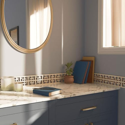 46 3/8"W x 4"H x 3/8"T Cambridge Fretwork Moulding, Birch - color: Birch, size: 4-in. H x 0.375-in. T