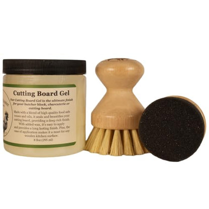 Cutting Board Gel, Beeswax & Mineral Oil, Citrus, 8 fl.oz + Brush Set - size: 8 Fl Oz + Brush Set